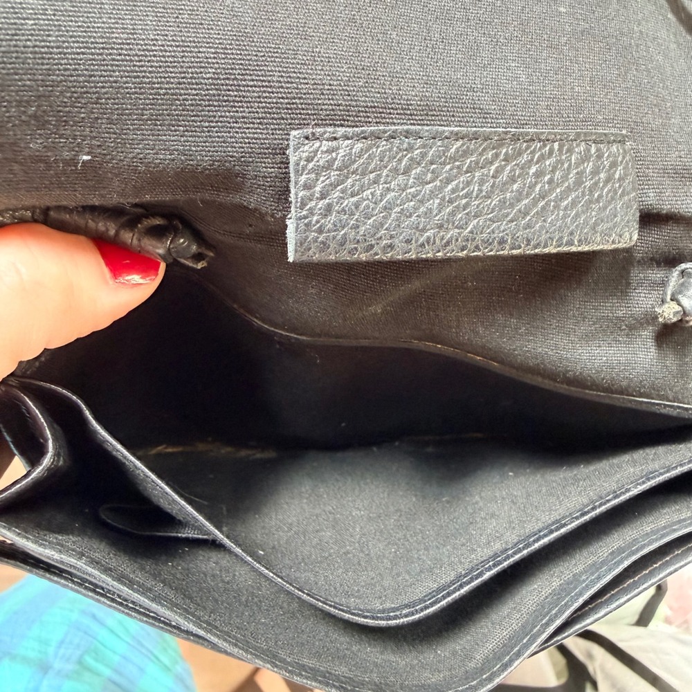 Vintage Fossil Black Pebbled Leather Crossbody Organizer Bag Minimalist Small - Picture 5 of 5